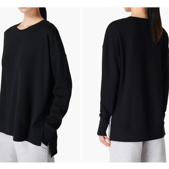EUC Sweaty Betty After Class Longline Sweatshirt Black - Large US 12 - Picture 1 of 5
